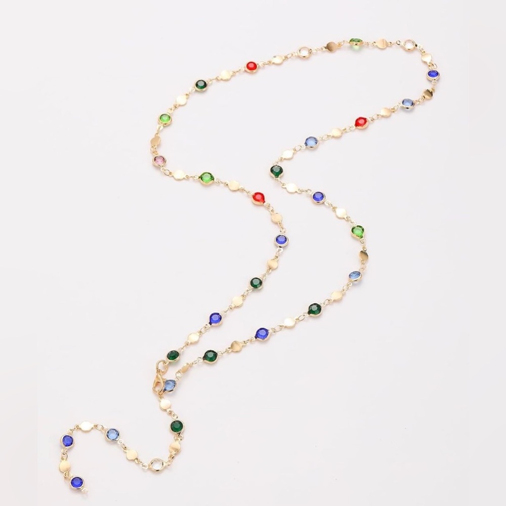 Elegant Multicolor Y-Shaped Necklace with Gold Accents